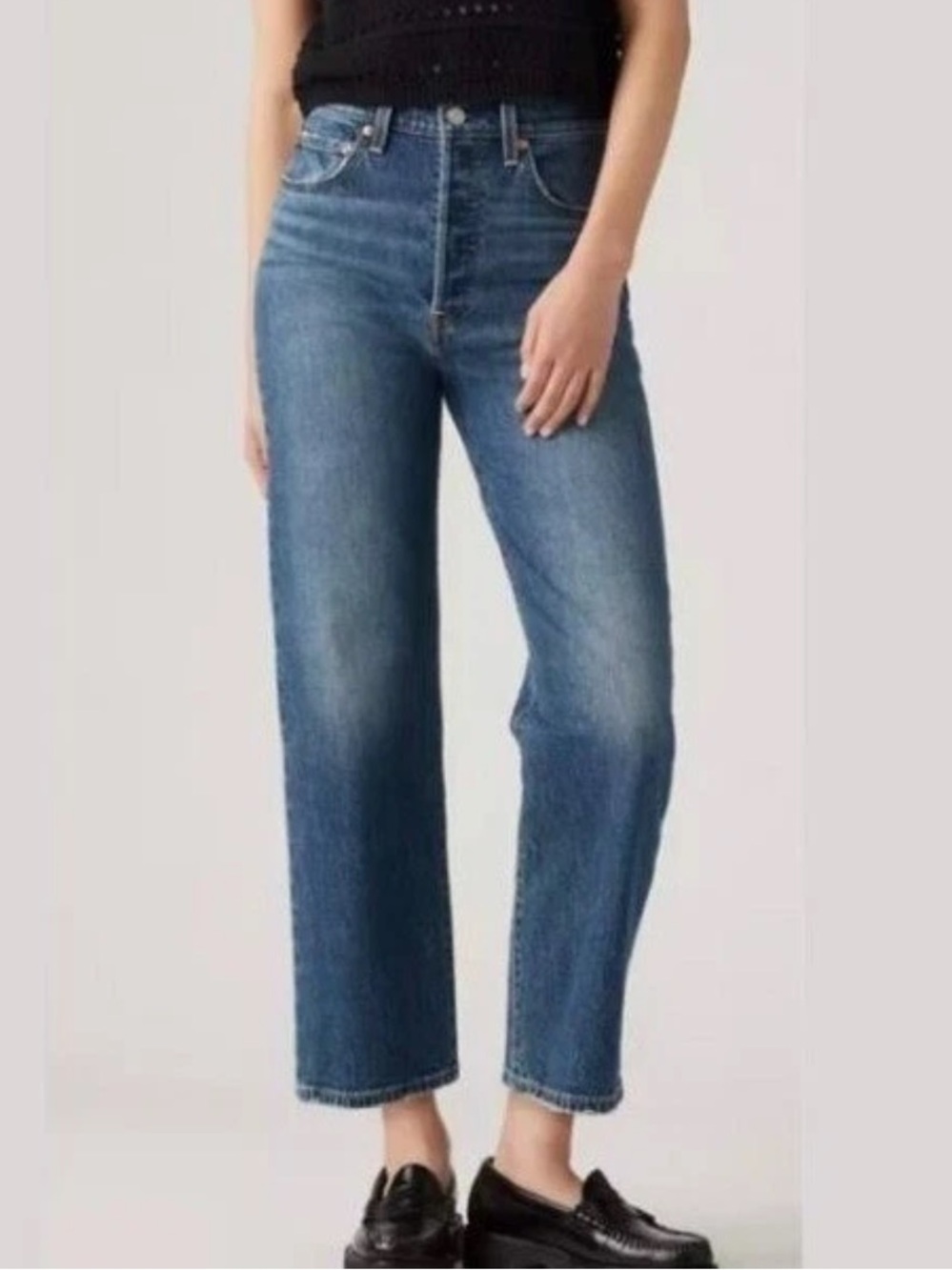 Levi’s Ribcage Straight Button Fly High Rise Denim Ankle Jeans Size W31/L27